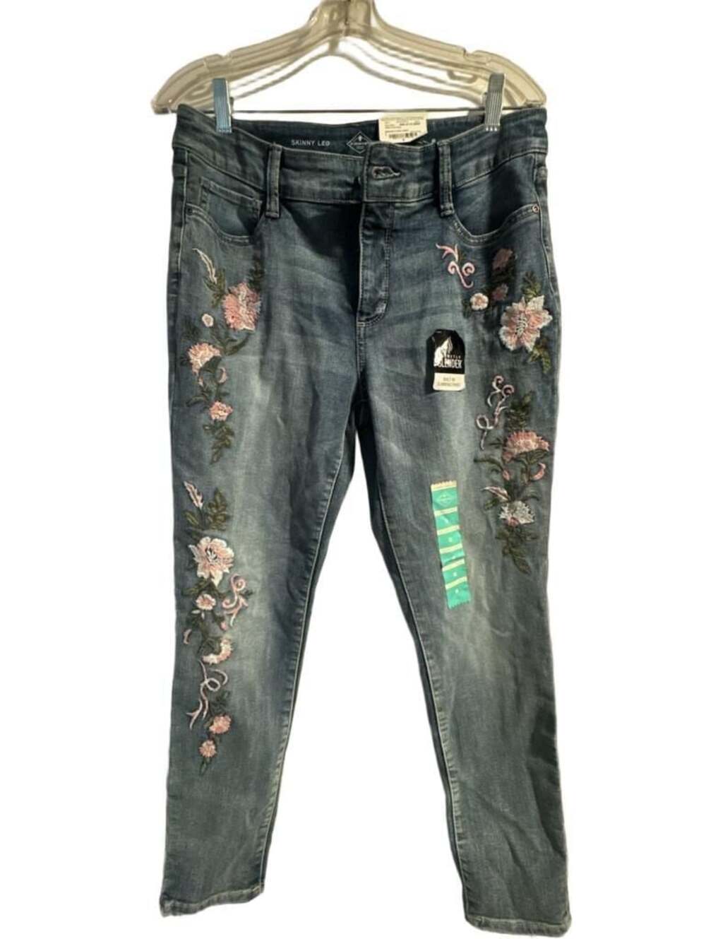 St. John's Bay Women's Embroidered Floral Skinny Ankle Jeans